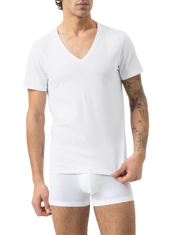 Mey Herren T-Shirt weiß Baumwolle & Mix unifarben