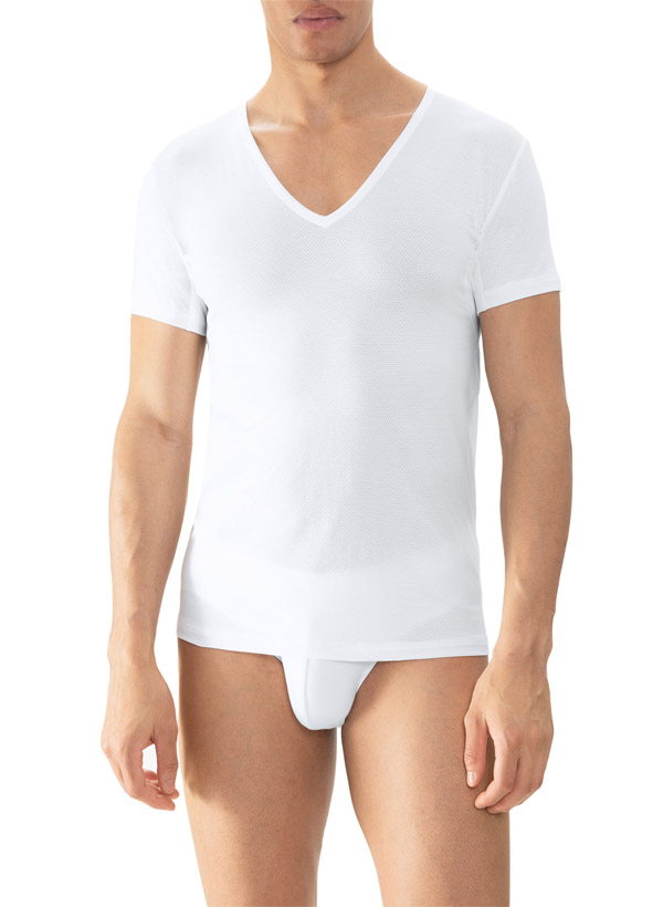 Mey Herren T-Shirt weiß Baumwolle & Mix unifarben