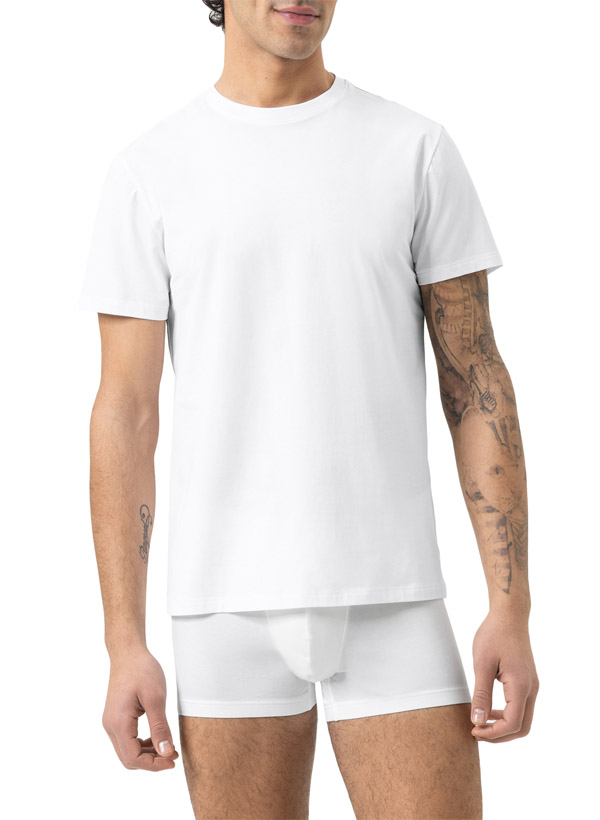 Mey Herren T-Shirt weiß Baumwolle & Mix unifarben