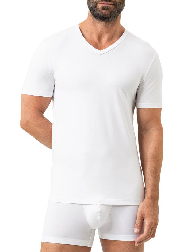 Mey Herren T-Shirt weiß Viskose/Modal unifarben