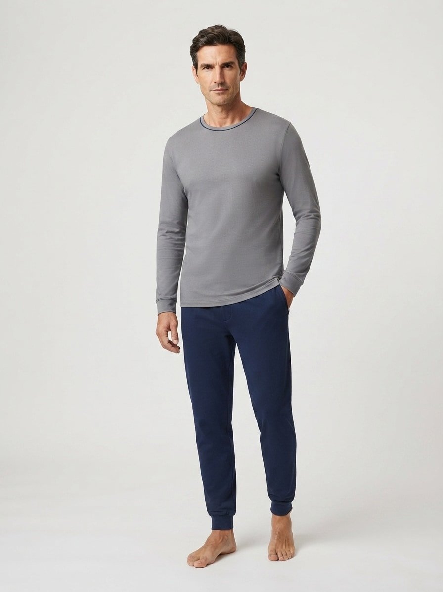 Pyjama, Baumwoll-Interlock, quarzgrau