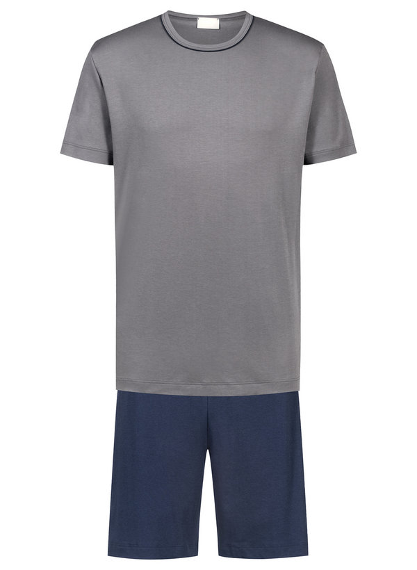 Mey Herren Pyjama grau Reine Baumwolle unifarben