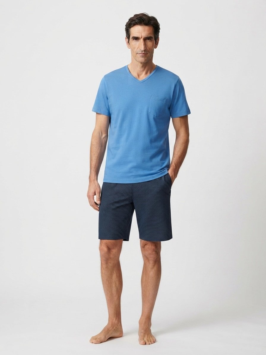 Pyjama, Baumwoll-Jersey, blue gemustert
