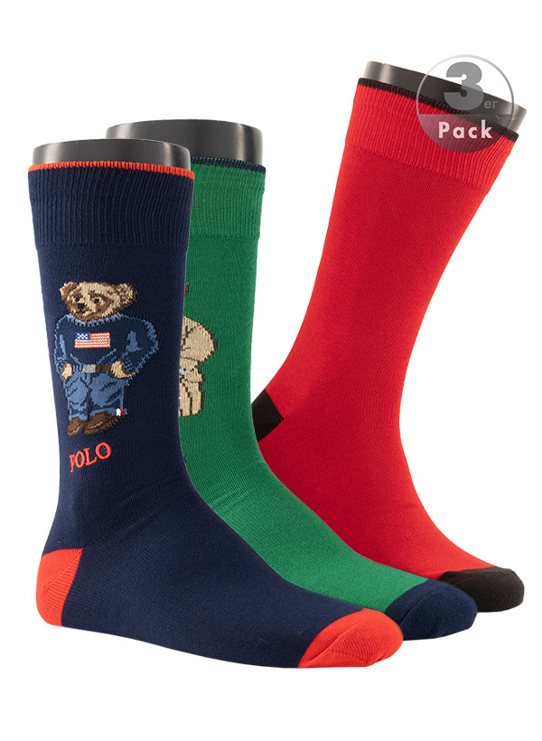 Socken in Geschenkbox, Baumwoll-Stretch, rot-blau-grün