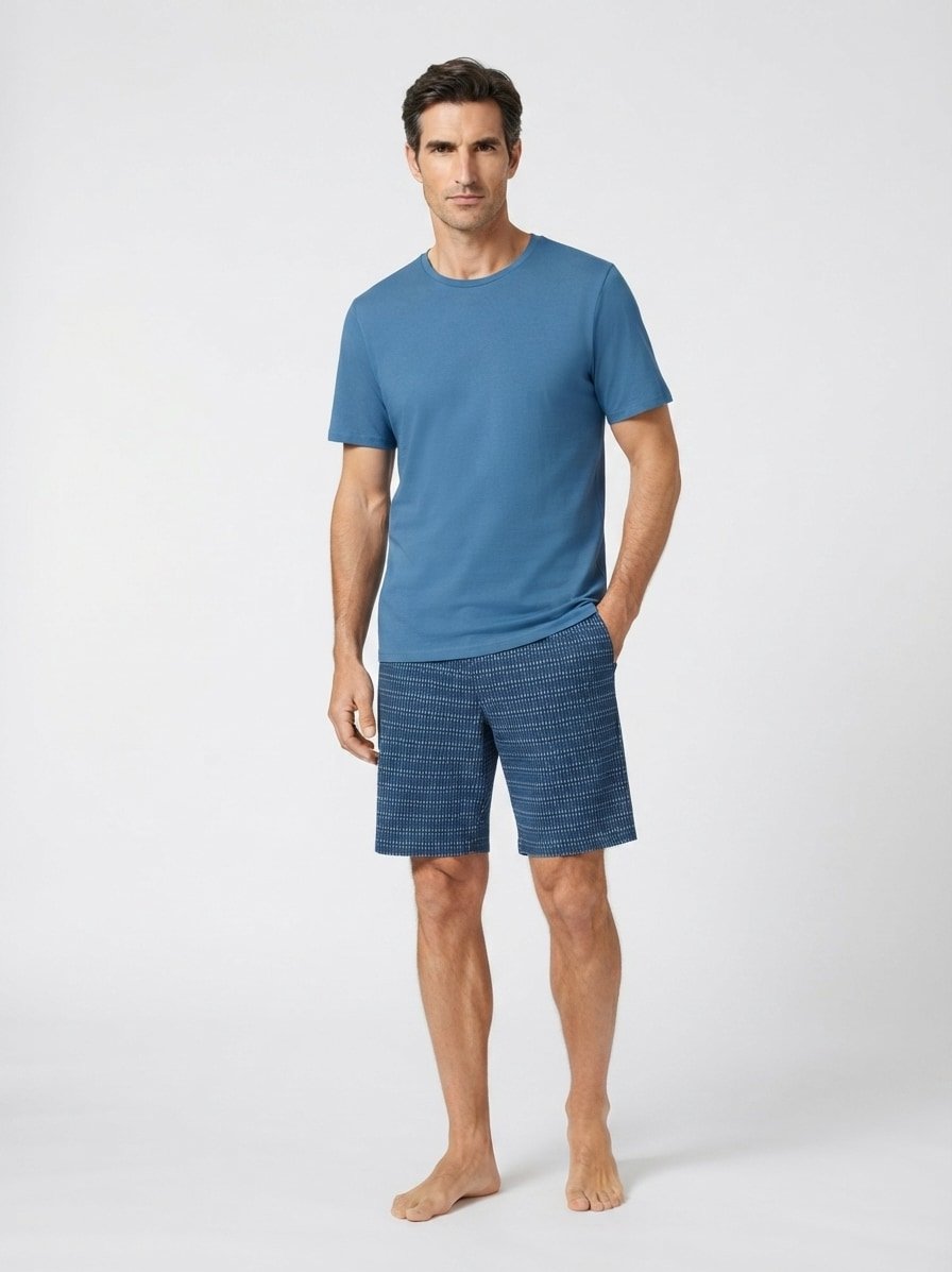 Pyjama, Baumwoll-Jersey, aqua-blau