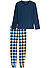 Pyjama, Baumwoll-Jersey, blau-gelb kariert - dunkelblau