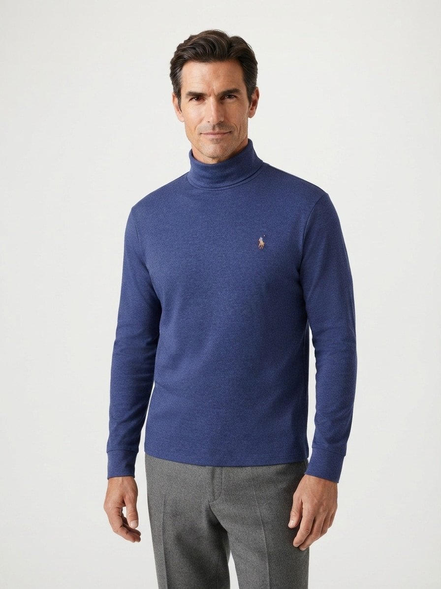Rollkragenshirt, Baumwolle, navy melange