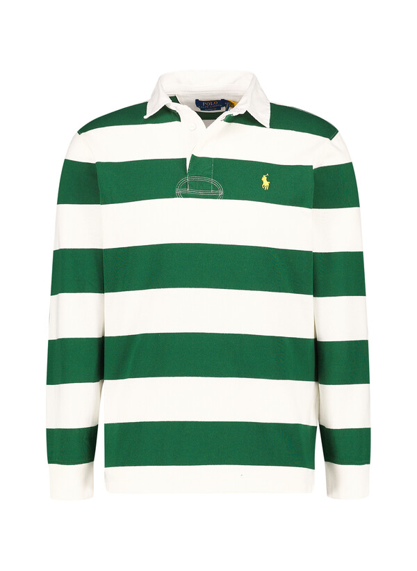 Polo-Shirt, Classic Fit, Baumwoll-Jersey, grün gestreift