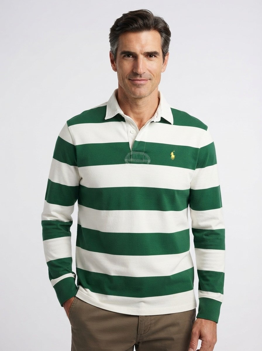 Polo-Shirt, Classic Fit, Baumwoll-Jersey, grün gestreift