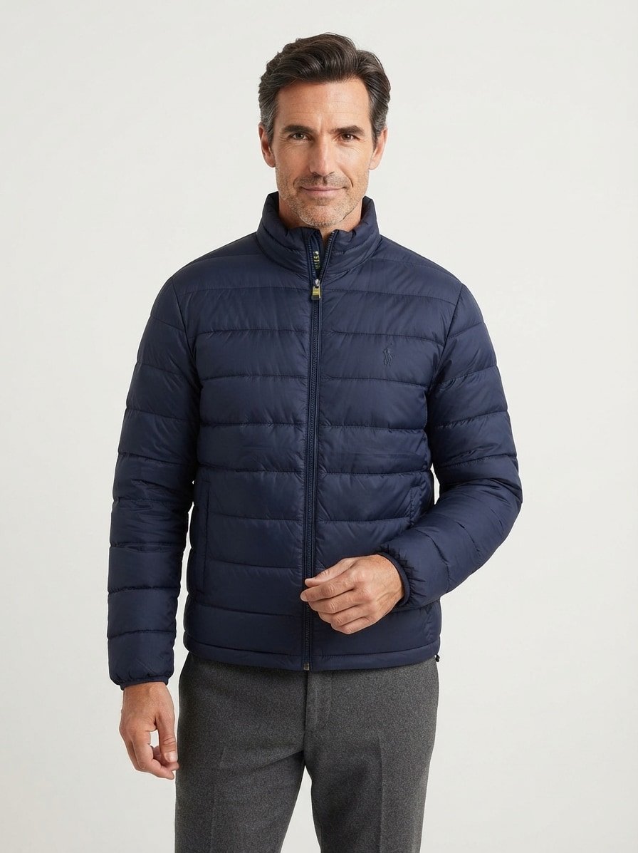 Daunenjacke, Mikrofaser wasserabweisend, navy