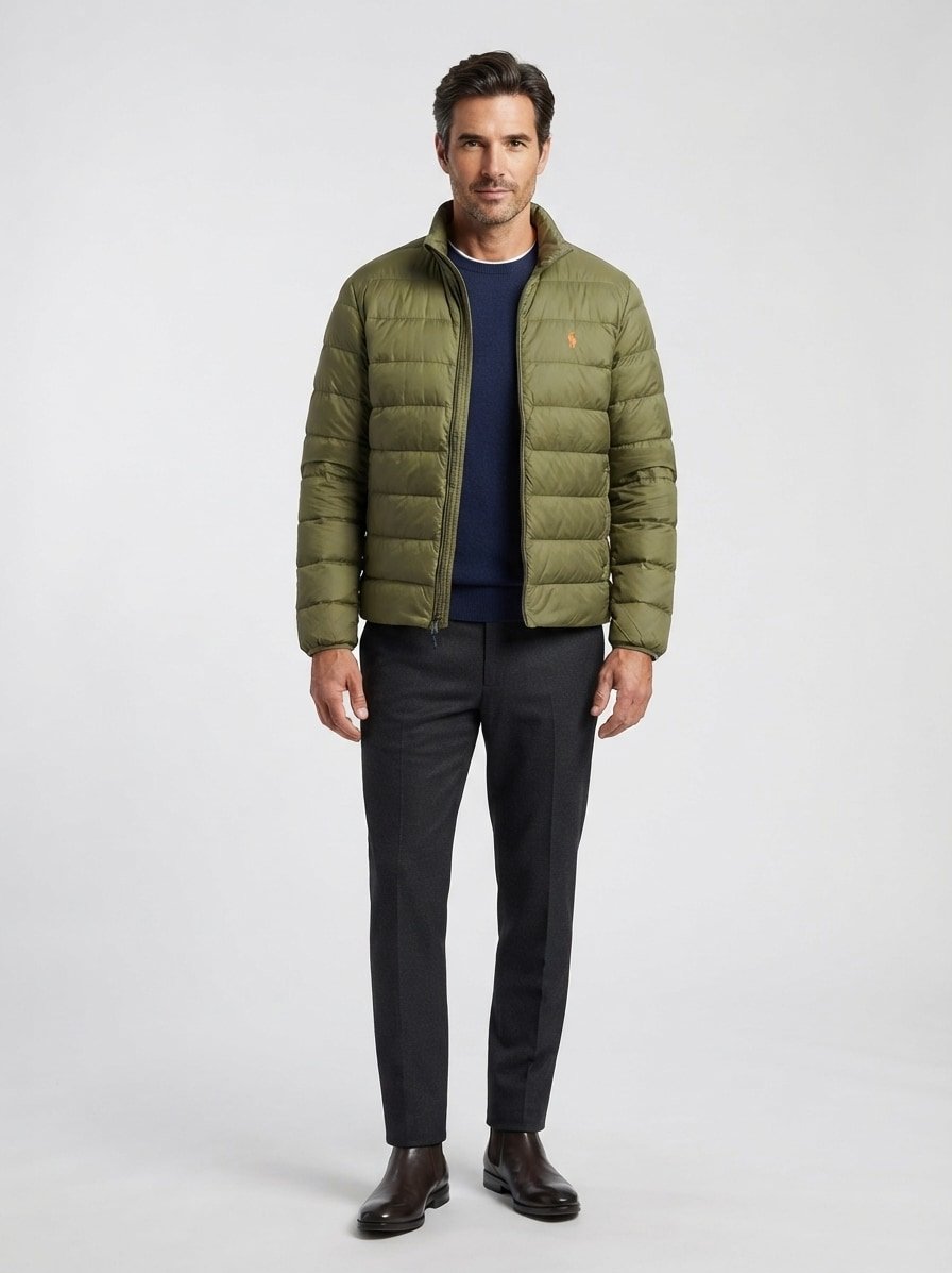 Daunenjacke, Mikrofaser wasserabweisend, oliv