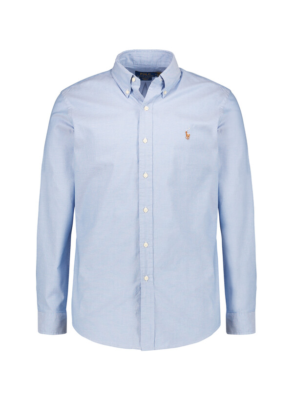 Hemd, Custom Fit, Baumwoll-Stretch, Button-Down, hellblau