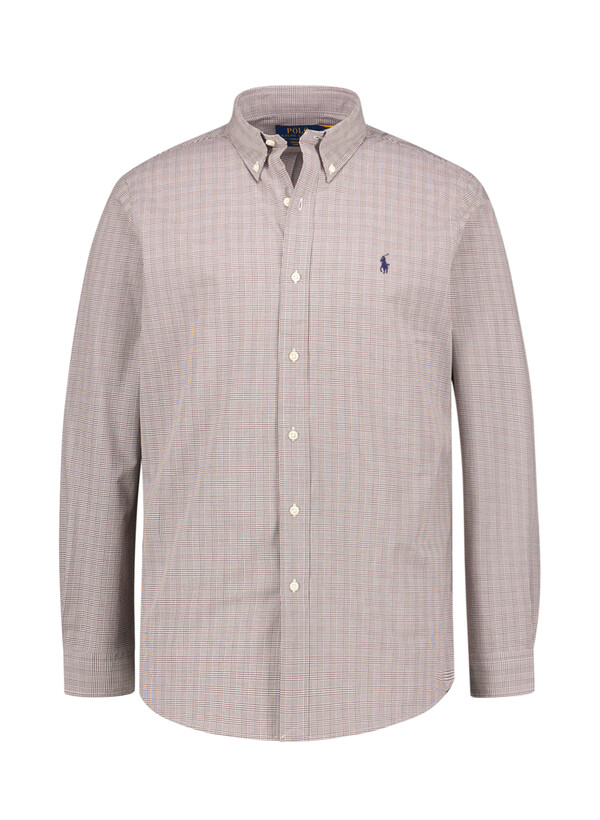 Hemd, Custom Fit, Baumwoll-Stretch, Button-Down, braun glencheck