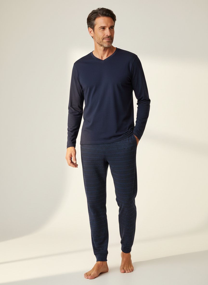 Pyjama, Baumwoll-Jersey, blau