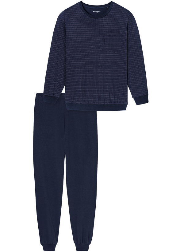 Pyjama, Baumwoll-Jersey, blau gemustert