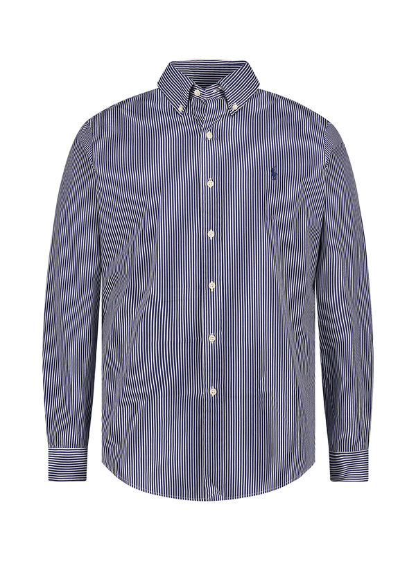 Hemd, Custom Fit, Baumwolle, Button-Down, navy gestreift