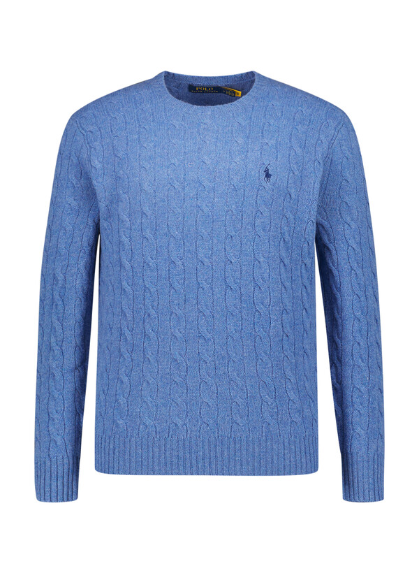 Pullover, Wolle-Kaschmir, blau meliert