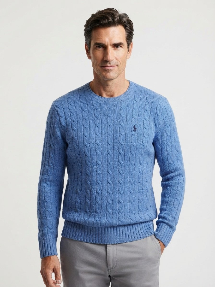 Pullover, Wolle-Kaschmir, blau meliert