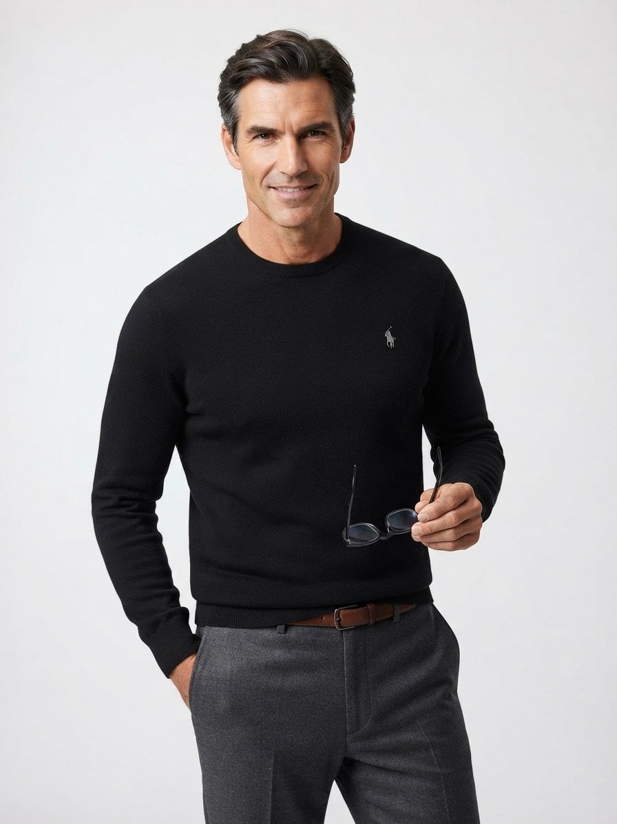 Pullover,  Merinowolle waschbar, schwarz