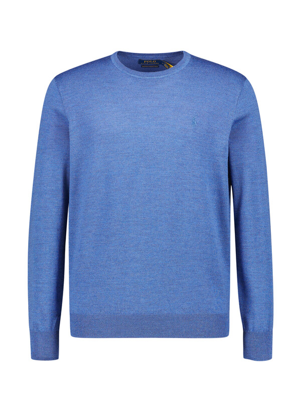 Pullover,  Merinowolle waschbar, blau meliert