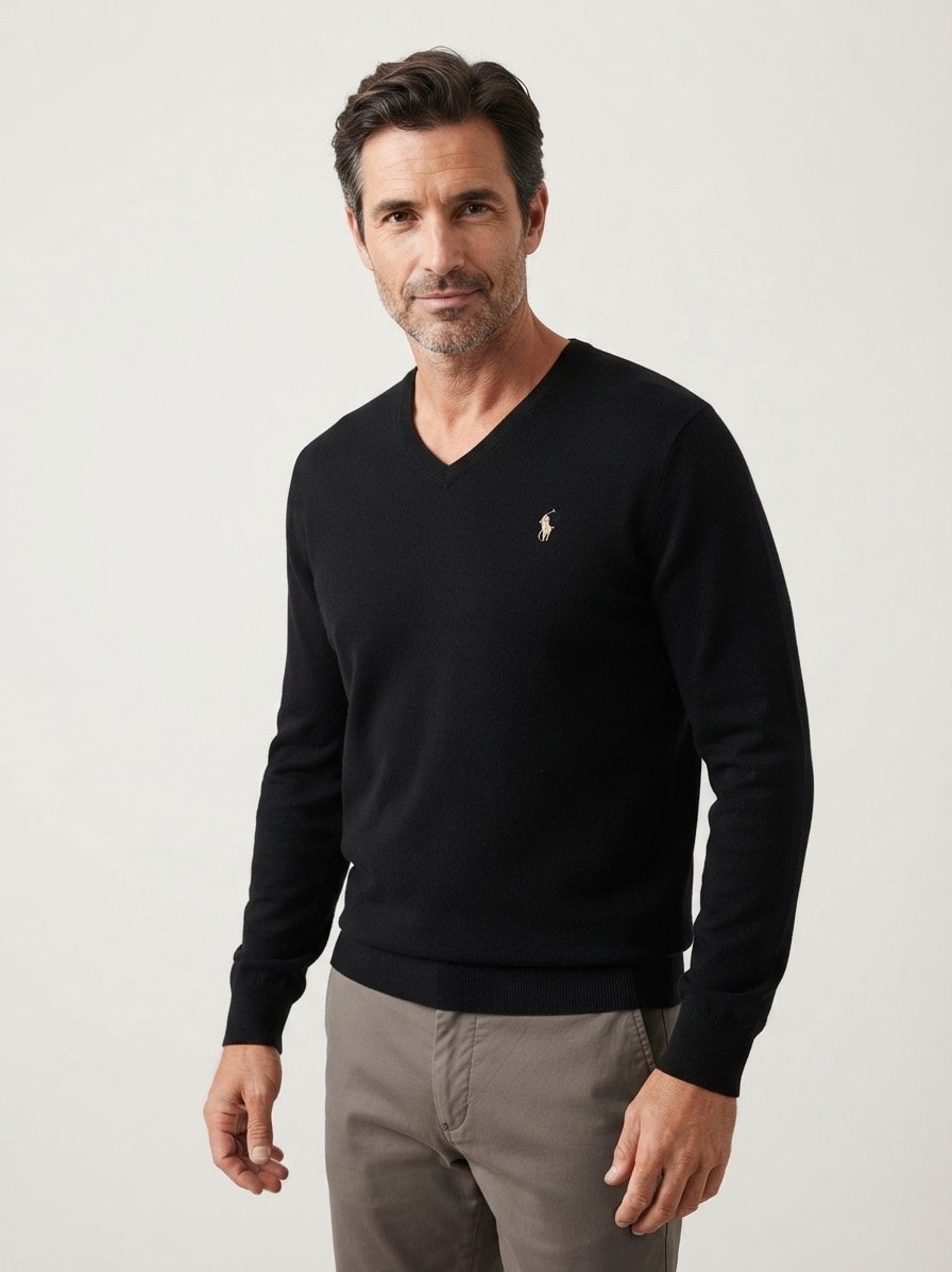 Pullover, Merinowolle waschbar, schwarz