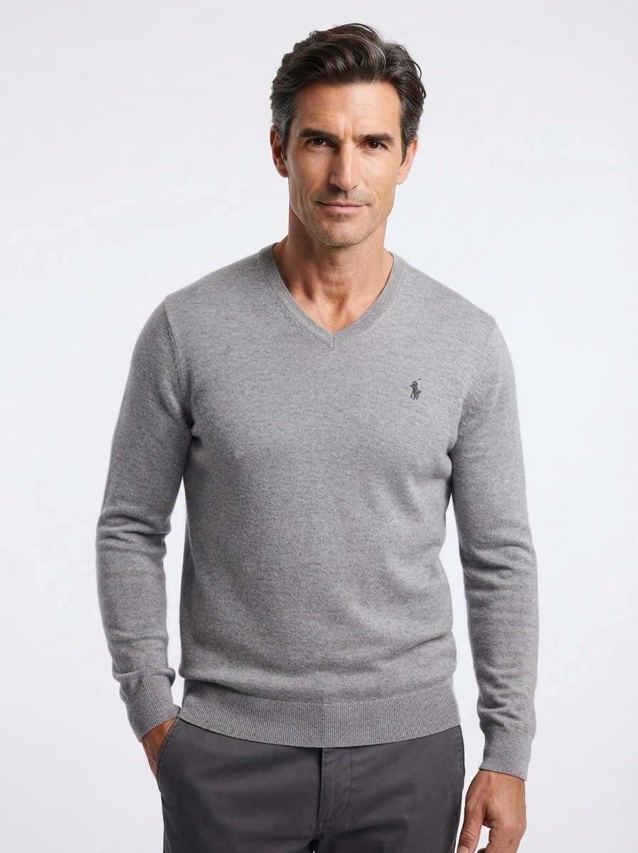 Pullover, Wolle, grau meliert
