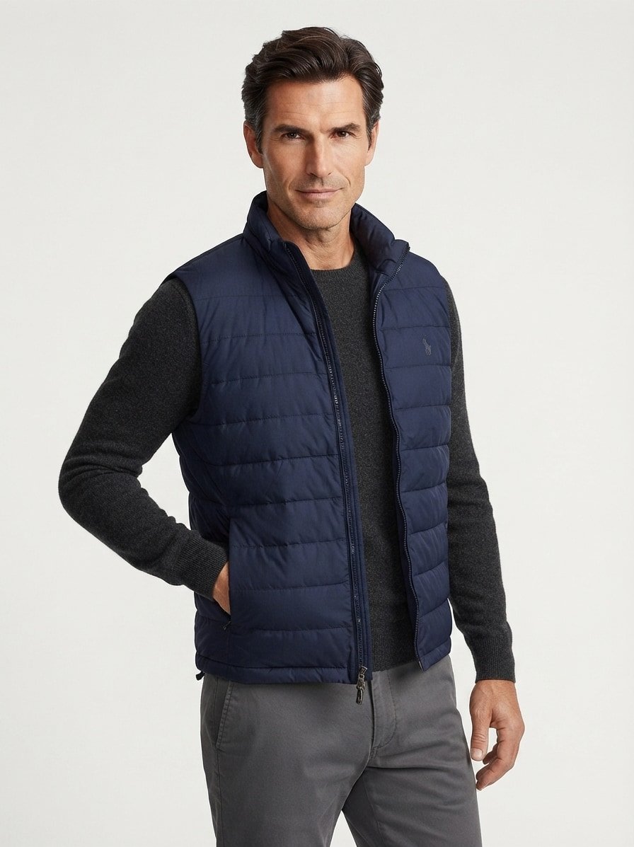 Daunenweste, Mikrofaser wasserabweisend, navy