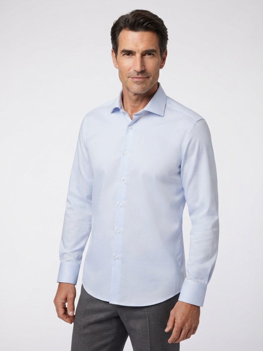 Hemd, Modern, Twill, Kent, Extra langer Arm 69 cm, hellblau