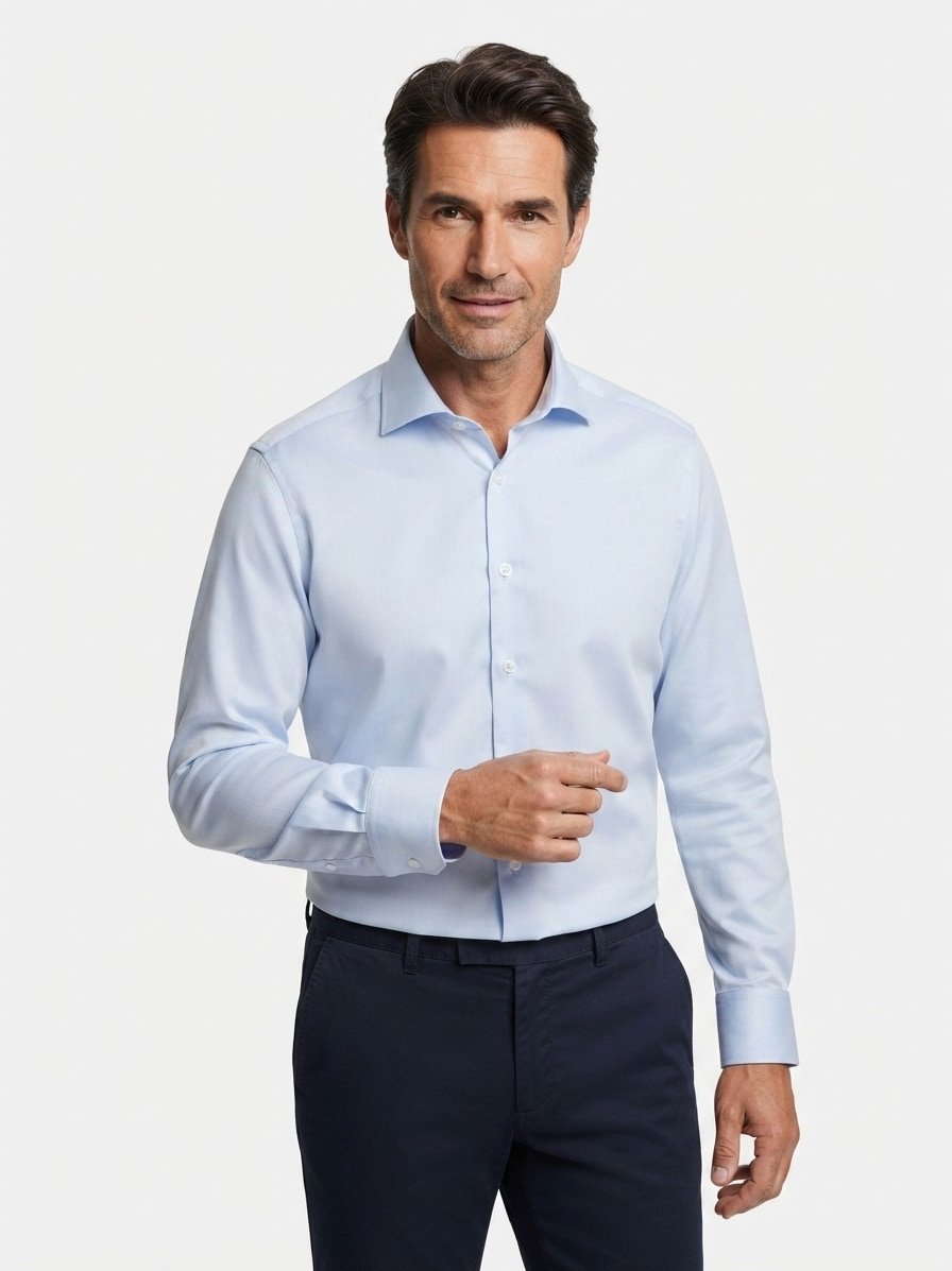 Hemd, Modern, Twill, Kent, Extra langer Arm 72 cm, hellblau
