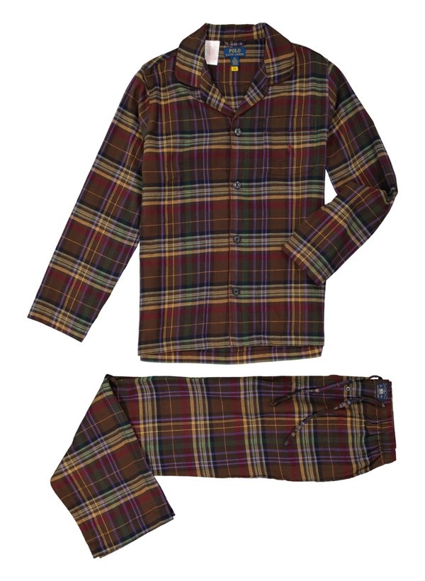 Polo Ralph Lauren Herren Pyjama braun Reine Baumwolle kariert