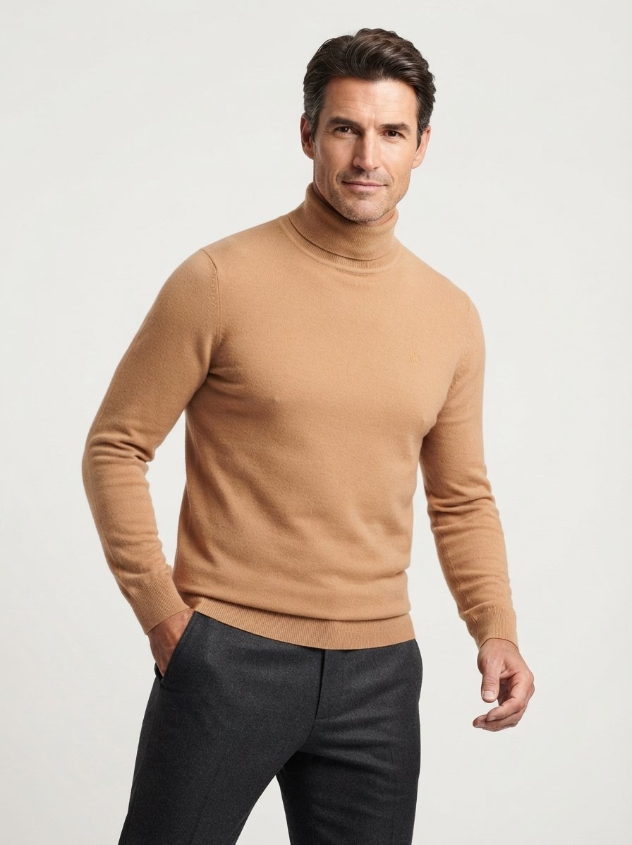 Rollkragenpullover, Baumwolle-Kaschmir, taupe