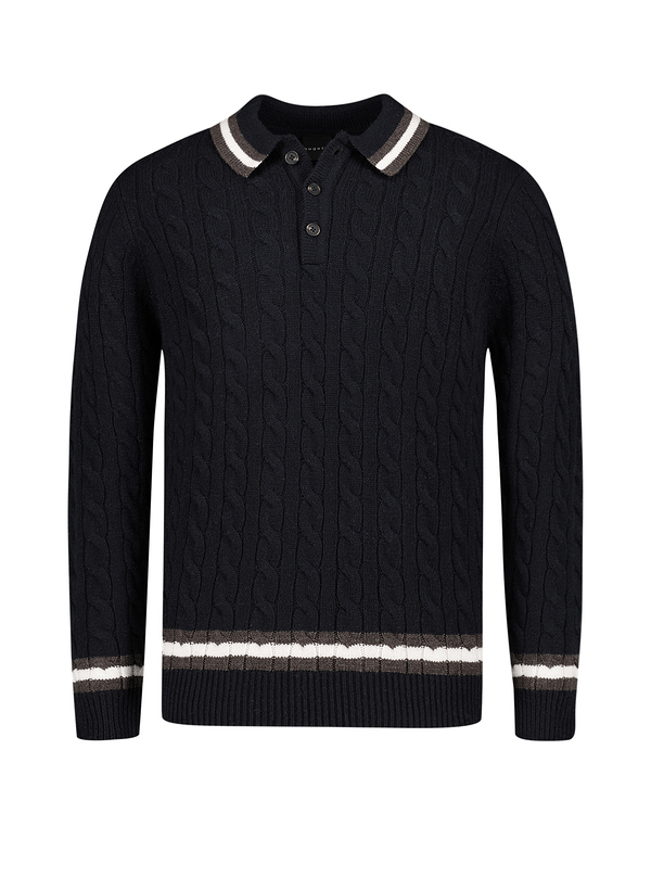 bugatti Herren Pullover blau Wollmischung unifarben