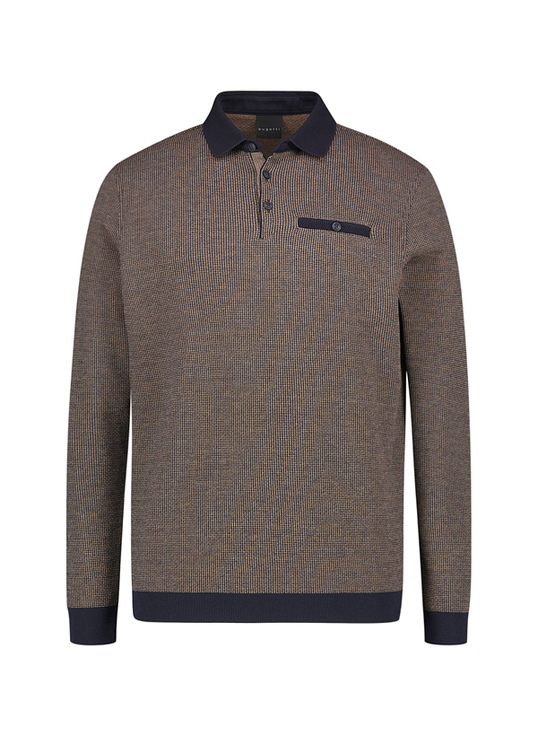Polo-Shirt, Baumwoll-Mischung, cognac-navy melange