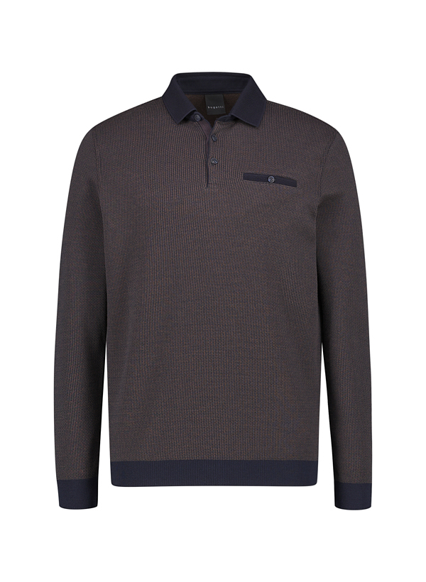 Polo-Shirt, Baumwoll-Mischung, dunkelbraun-navy melange