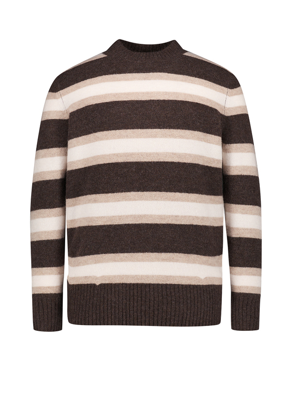 Pullover, Alpaka-Wolle, braun-beige gestreift