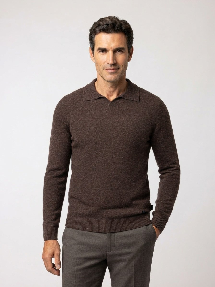 Pullover, Alpaka-Wolle, braun melliert