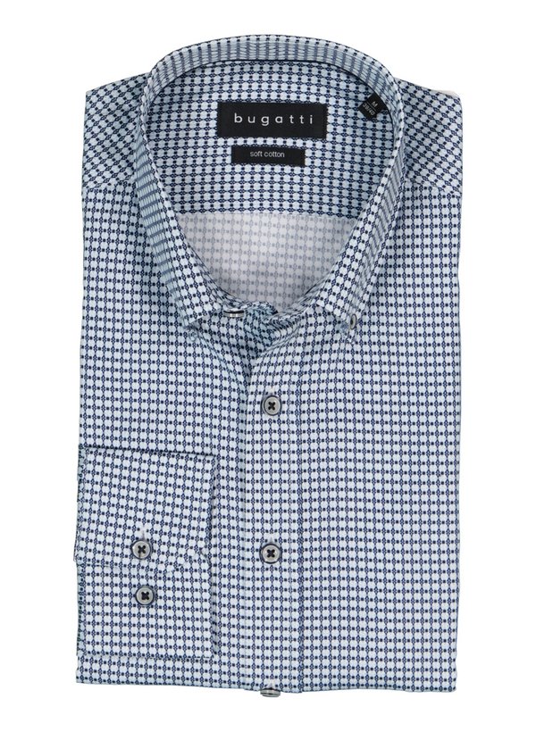 Hemd, Baumwolle, Button-Down, marine-weiß