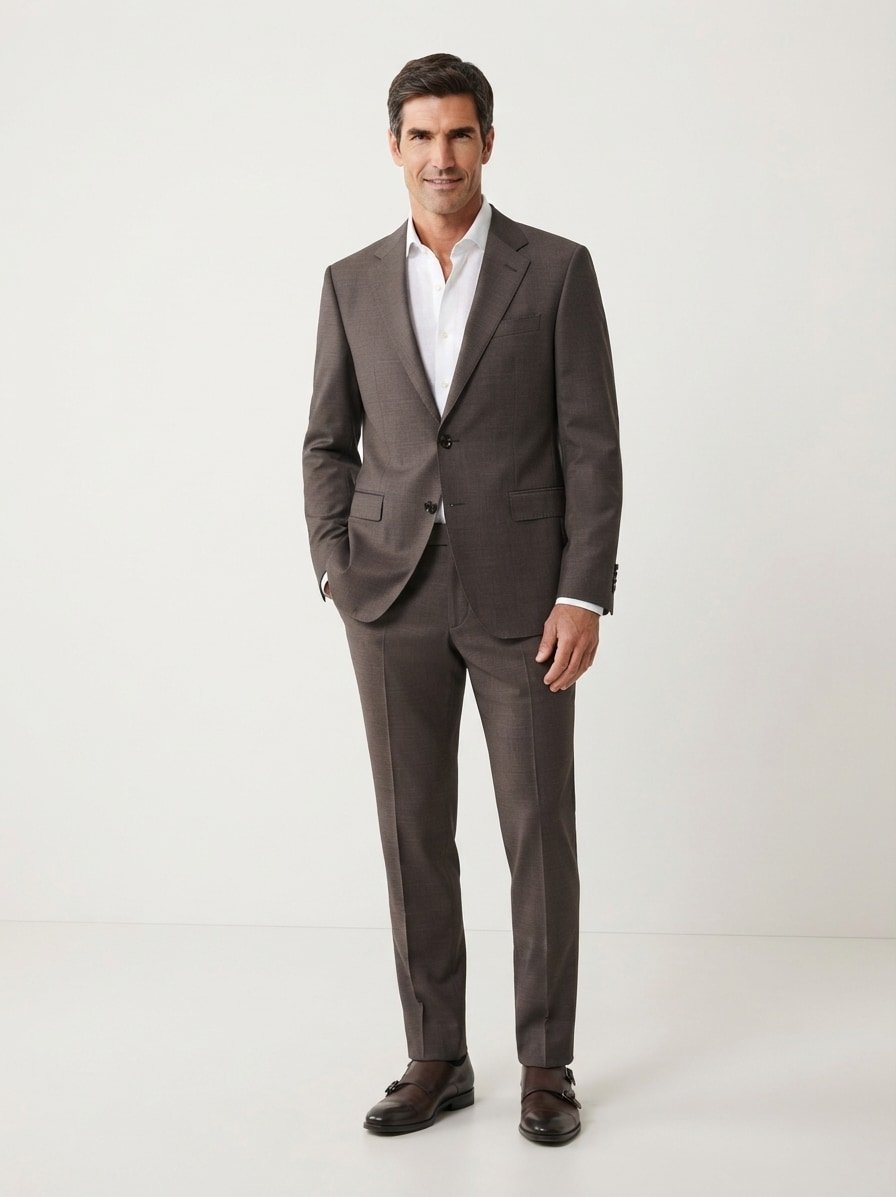 Anzug Herby-Blayr, Slim Fit, Schurwoll-Stretch, dunkelbraun meliert