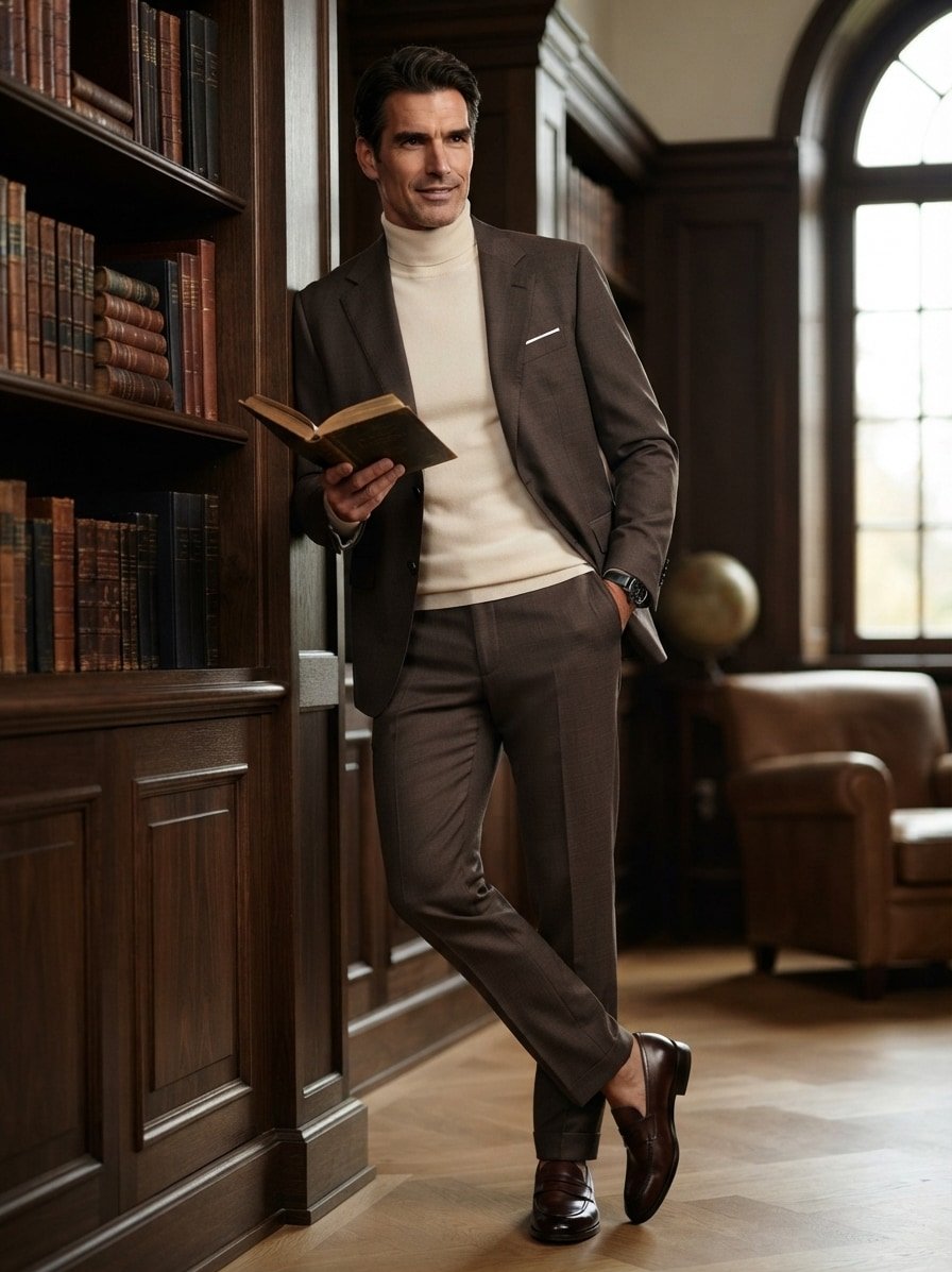 Anzug Herby-Blayr, Slim Fit, Schurwoll-Stretch, dunkelbraun meliert