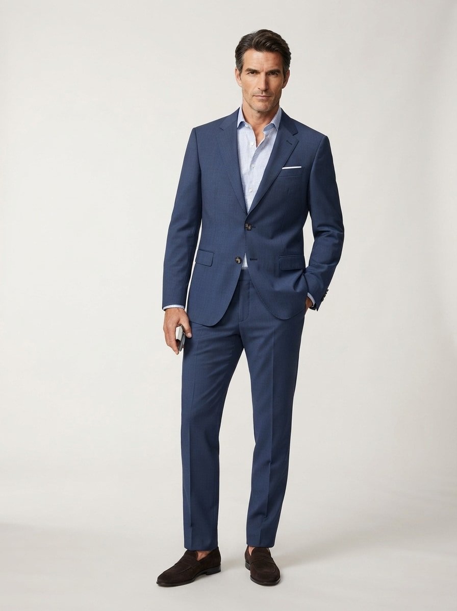 Anzug Herby-Blayr, Slim Fit, Schurwoll-Stretch, blau meliert