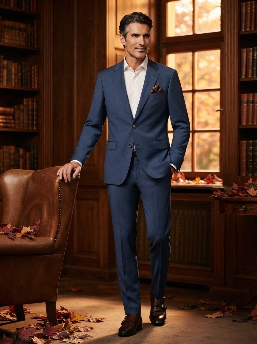 Anzug Herby-Blayr, Slim Fit, Schurwoll-Stretch, blau meliert