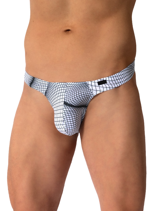 String RED2612, Mikrofaser-Stretch, schwarz-weiß gemustert