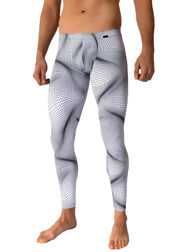 Lange Unterhose RED2612, Mikrofaser-Stretch, schwarz-weiß gemustert