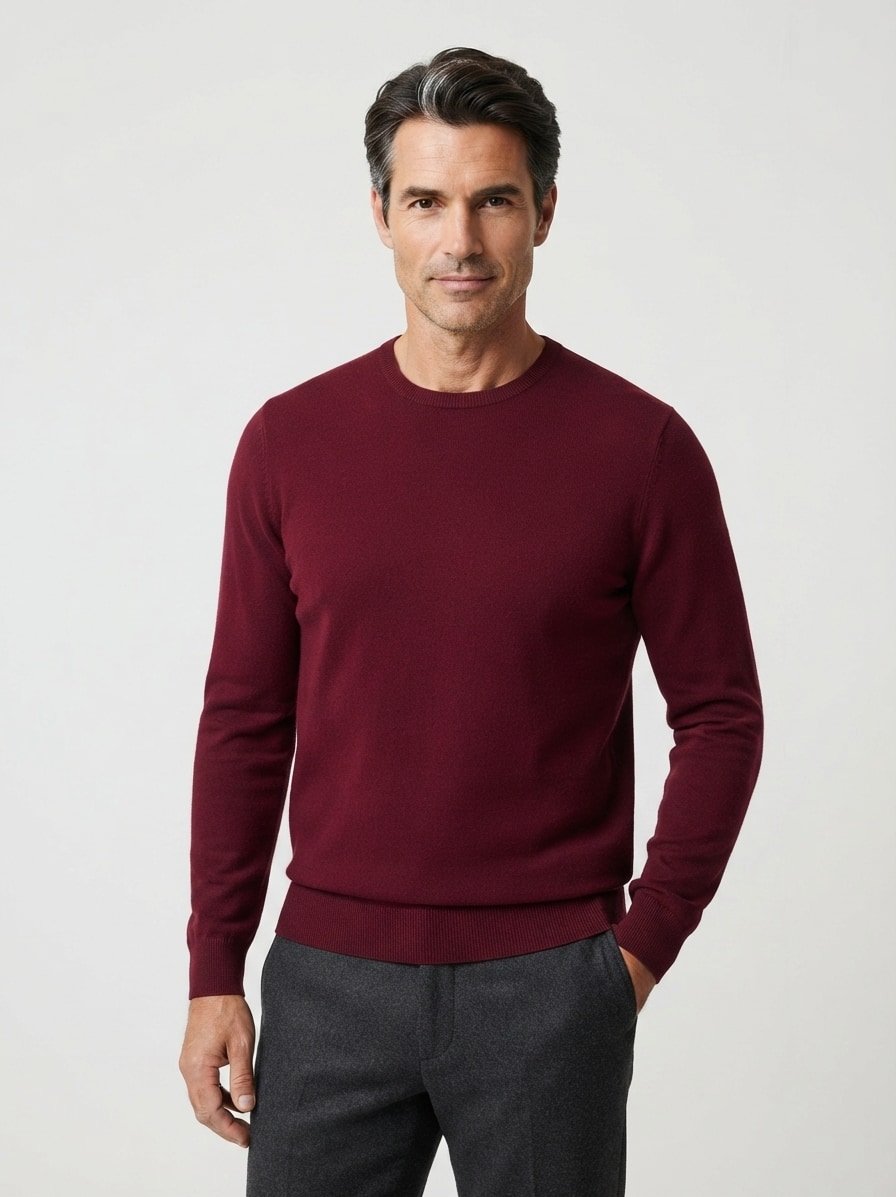 Pullover, Schurwolle-Kaschmir, dunkelrot meliert