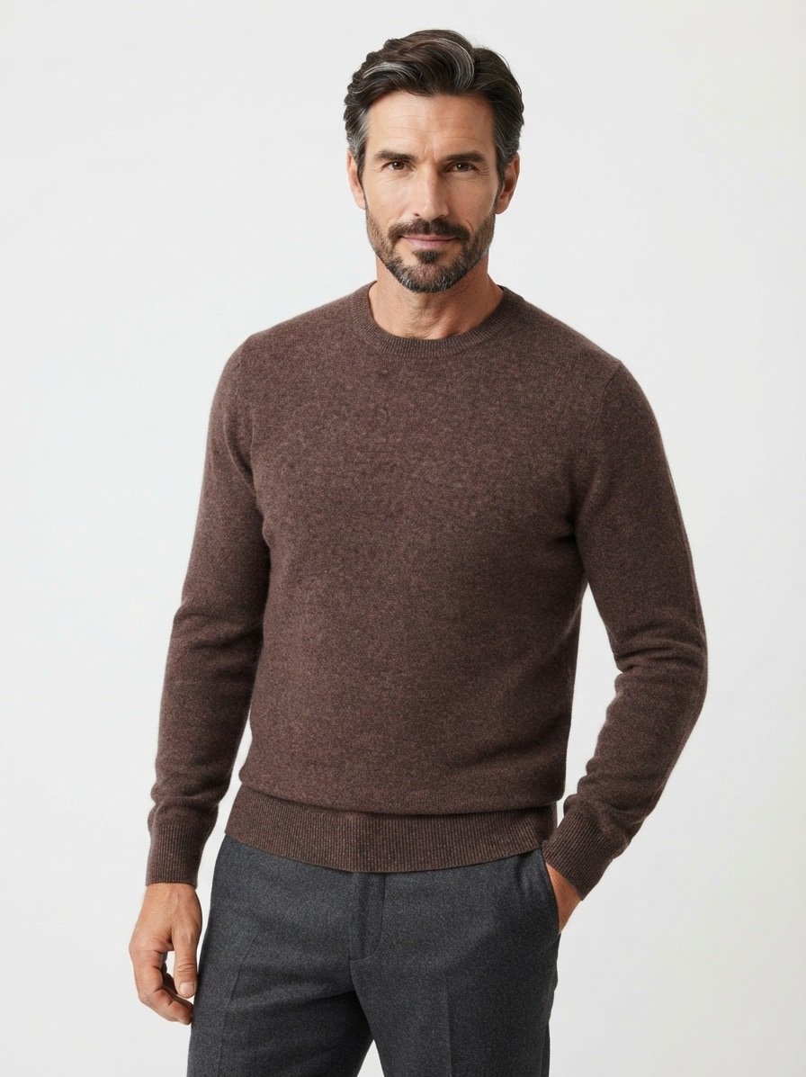 Pullover, Schurwolle-Kaschmir, braun meliert
