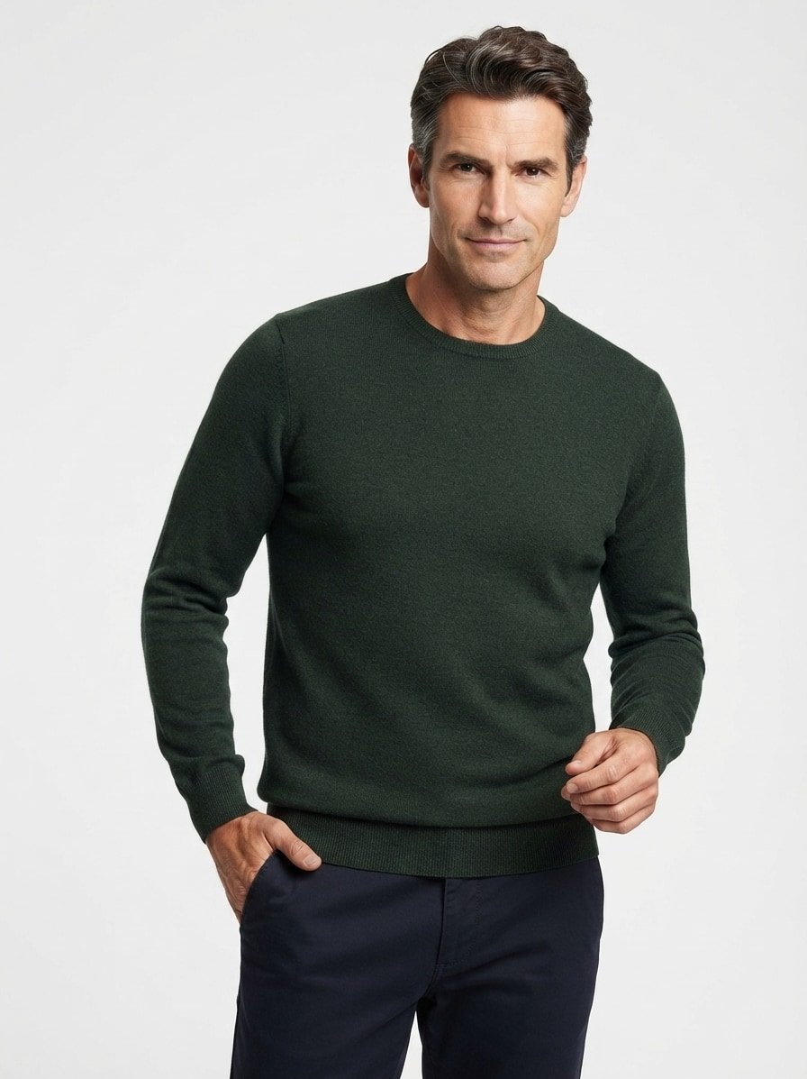 Pullover, Schurwolle, olivmeliert