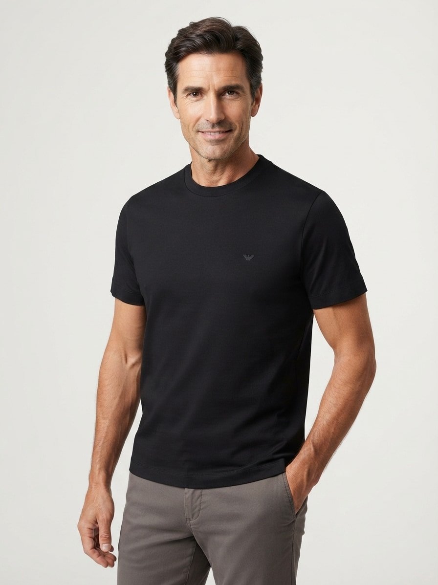 T-Shirt, Lyocell-Baumwolle, schwarz