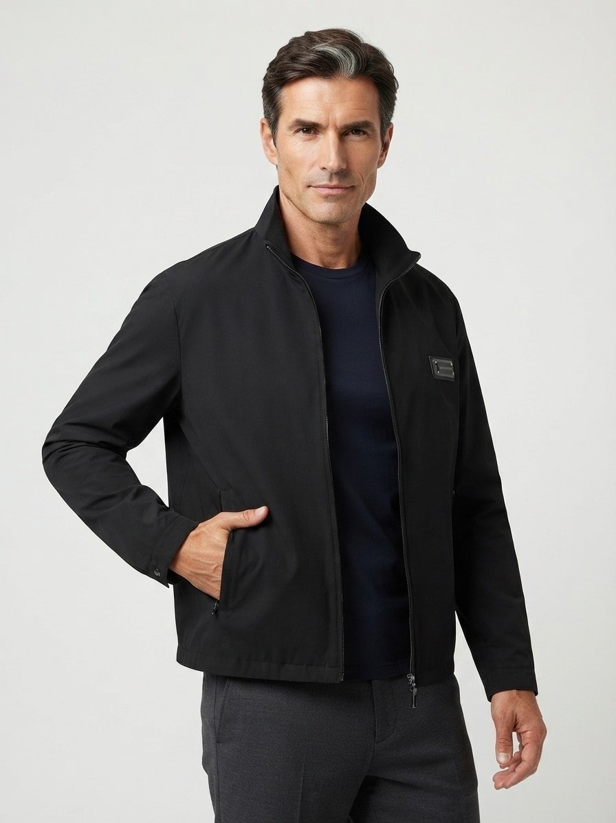 Jacke, Mikrofaser wasserabweisend, schwarz