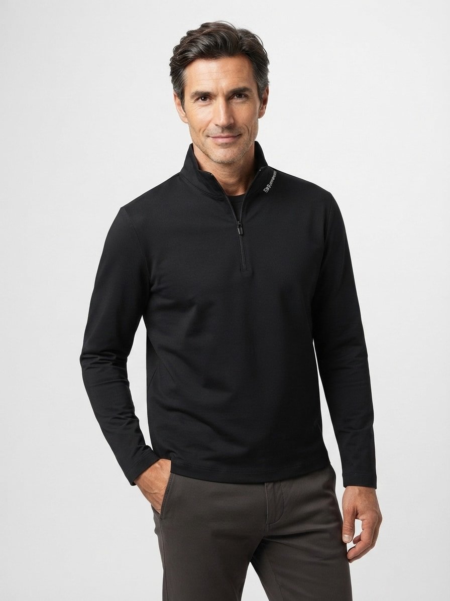 Longsleeve, Baumwolle-Lyocell, schwarz
