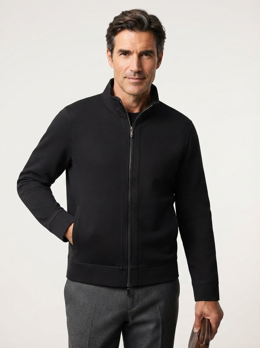 Sweatjacke, Lyocell-Baumwolle-Poliester, schwarz